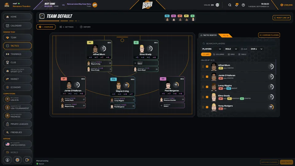 The tactic editor in the new BuzzerBeater