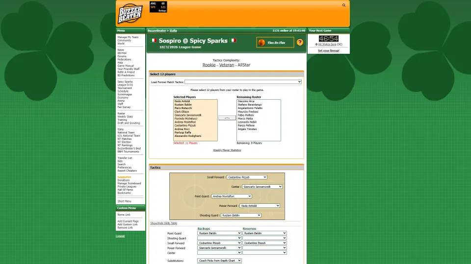 The tactics page on the old site